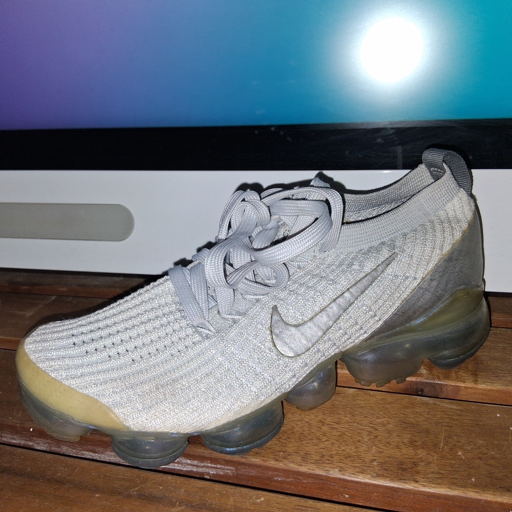 Nike Gray and Tan Air VaporMax Flyknit Shoes